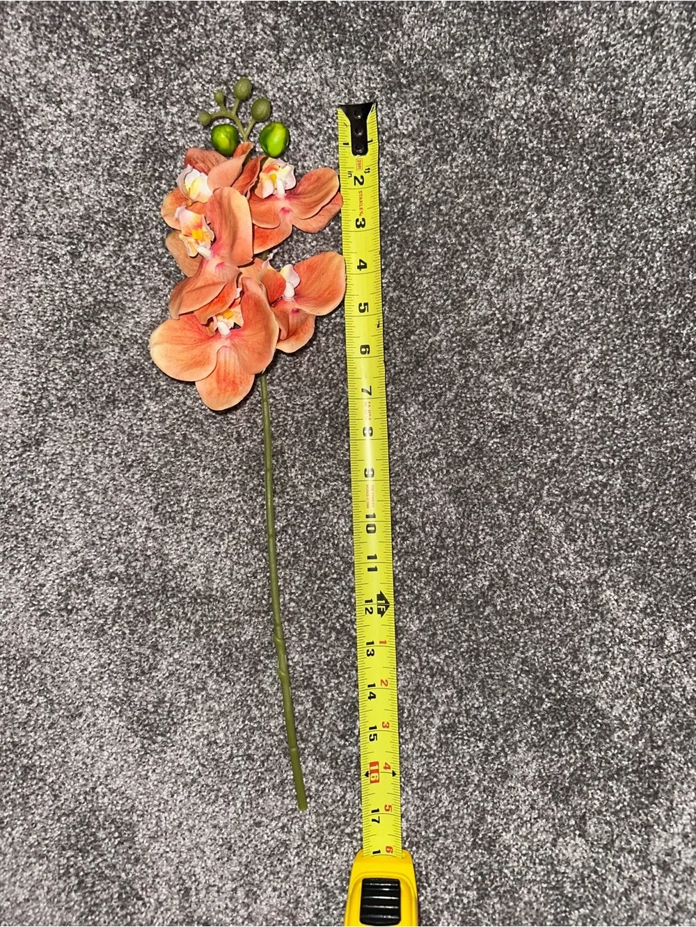 💐 Orange Coral Artificial Faux Orchid Stem Bouquet - 4 pieces 💐